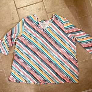 Jessica London 26/28 Colorful Striped V-Neck Top